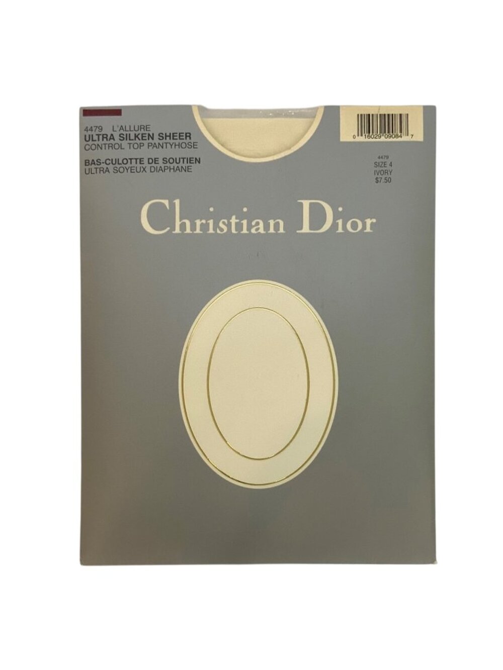 Christian Dior LAllure Ultra Silken Sheer Control Top Pantyhose Sz 4 / XL Ivory